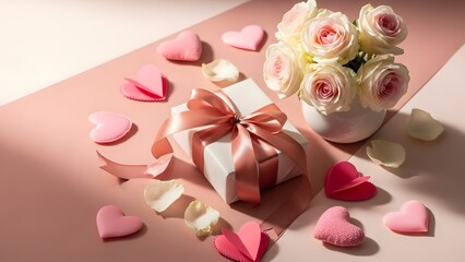 Romantic Gift Box with Roses and Hearts for Valentines Day Celeb