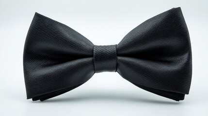 Formal black silk bow tie isolated on white background, elegant gentleman's accessory for tuxedo
