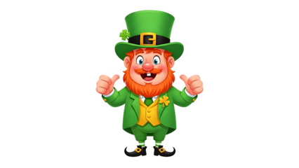 A cheerful leprechaun isolated on transparent background for st patrick's day