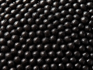 Macro Shot of Premium Black Caviar Sturgeon Roe Texture with Glossy Shine