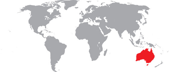 Obraz premium Australia Highlighted on World Map Vector Design