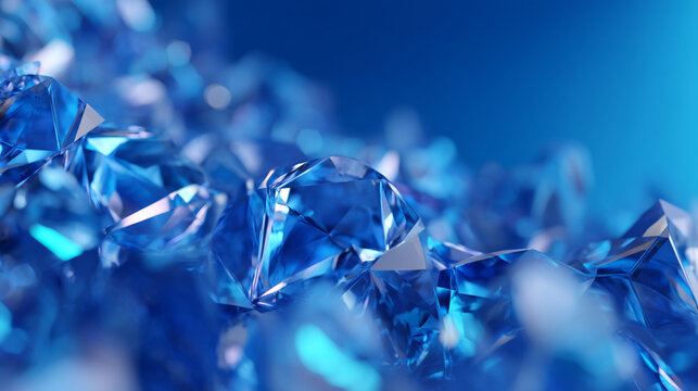 Macro of blue diamond crystals and geometric facets