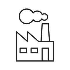 Factory Building Outline Icon with Smoke