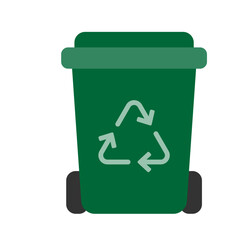Green Recycling Bin Container Flat Icon