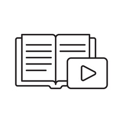 Online Education Learning Video Course Icon. Open Book with Play Button