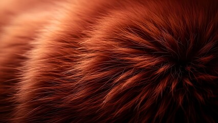 Close up macro shot of rich reddish brown fur texture.