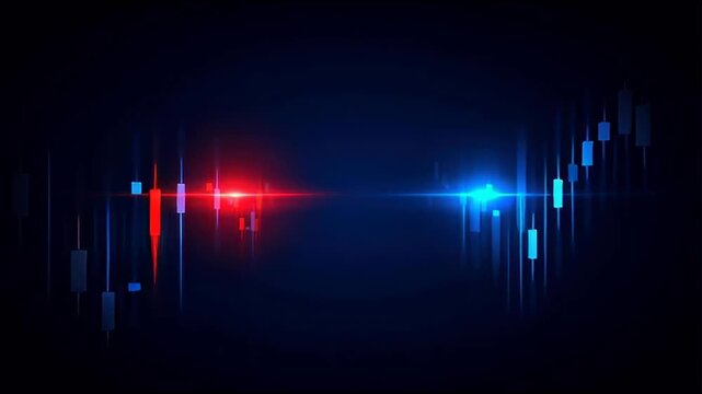 Striking combination of red and blue light creating a unique visual effect in a dark background environment. Red vs Blue &ndash; Digital Market Momentum Clash
