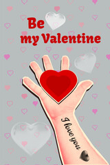 Valentines day collage poster mixed media style halftone