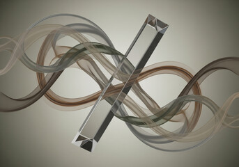 Abstract Prism with Swirls: An enigmatic composition of light and form featuring a crystalline prism amidst swirling, ethereal patterns. A visual exploration of angles, refractions.