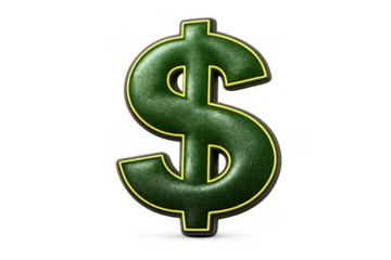 Dollar sign icon representing currency, finance, wealth, business, and investment with a textured green appearance