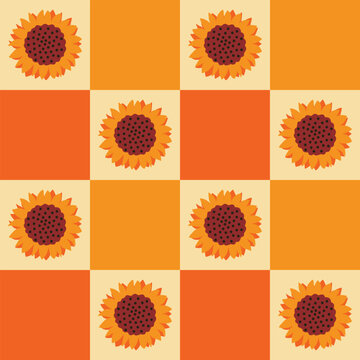 Sunflower seamless pattern. Cute flower cartoon for wallpaper, interior, fashion fabric, packaging, etc.