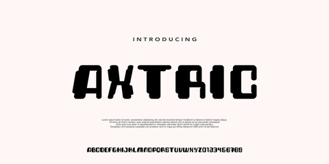 Axtric Font,Bold futuristic display font with strong geometric style. Perfect for tech logos, sci fi designs, and modern branding.