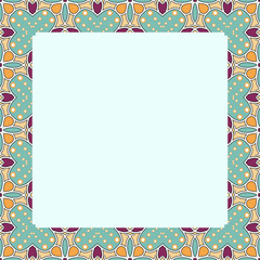 Ornate Teal and Orange Floral Heart Decorative Square Frame