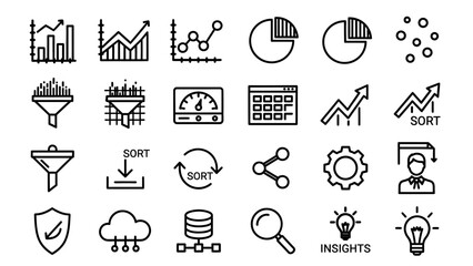 Naklejka premium Data Analysis Icons Set for Business Insights.