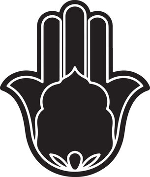 Black Hamsa hand symbol isolated on white background