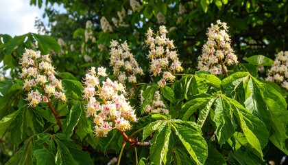 Horse Chestnut Blossoms in Springtime - A Close-Up View.