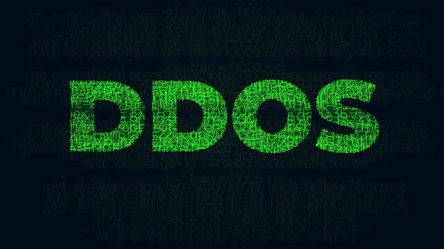 ddos attack cyber security threat code animation