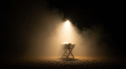 Nativity scene, bathed in warm light