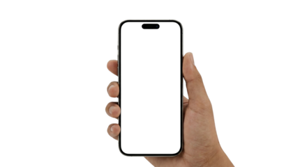 Hand Holding Smartphone Mockup with Transparent Screen