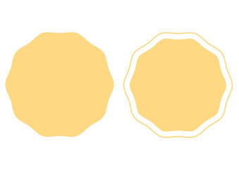 広告やPOPに最適な、丸みを帯びた多角形のインフォフレーム・黄色の波打つ輪郭・円フレームセット