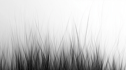 Minimalist black-and-white illustration of delicate grass for nature and artistic themes with copy space