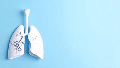 Human Lungs Model on Blue Background - Healthcare and Respiratory System.