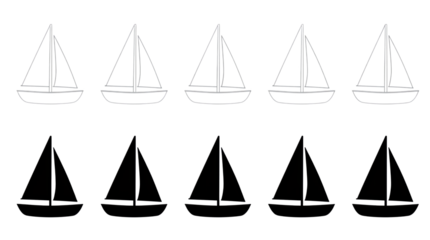 Set of hand-drawn sailboats in two styles