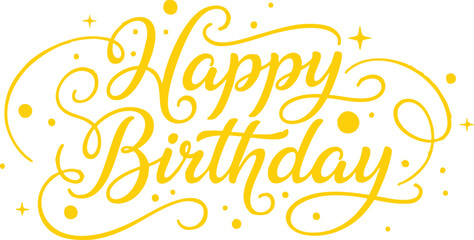 happy birthday hand lettering vector illustration in script typography isolated on white background for greeting card, poster, banner, invitation, celebration design © Olesya