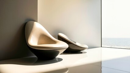 Light tone curved artistic chair display