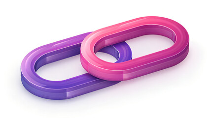 Naklejka premium Modern 3D Glass Chain Link Icon representing Hyperlink or Connection