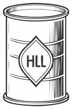 Vintage Industrial Barrel with Abstract Label Symbol Illustration