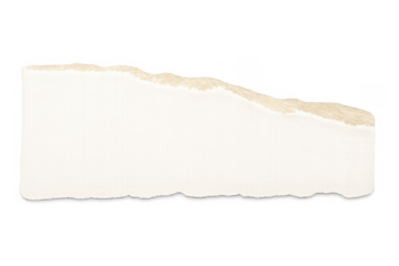 Torn strip of white paper with rustic textured edges, an isolated ripped blank banner for copy space