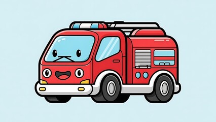 Cartoon Fire Truck Illustration Vehicle.