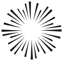 Obraz premium Abstract black and white radiating starburst graphic element with dynamic lines