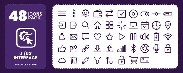 UI UX Interface Elements and Icons for Web App Development