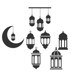 Islamic Lanterns and Crescent Moon Collection for Ramadan