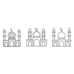 Minimalist Mosque Line Art Icons Set