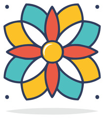 Obraz premium Abstract Blossom Design with Colorful Petals and Decorative Dots for Floral Elements