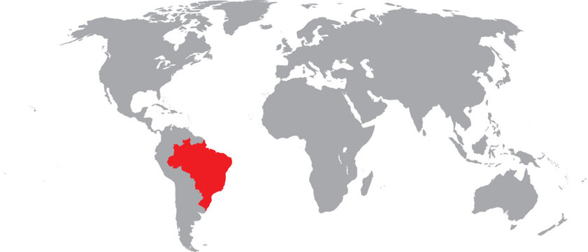 Brazil Highlighted on World Map Vector Design.