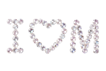 Sparkling Diamonds Forming I Love Mom Text