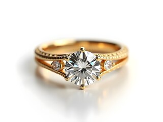 Luxury gold ring with sparkling diamond for wedding and jewelry