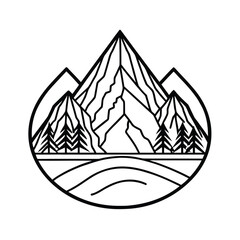 Mountain silhouette minimalist landscape line art illustration