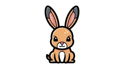 Obraz premium Cute Cartoon Rabbit Illustration Isolated White.