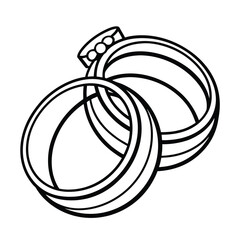 Simple wedding rings love marriage line art illustration