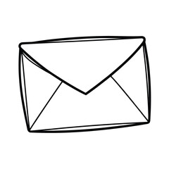 Single line envelope icon communication minimalist illustration