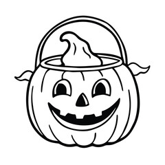 Spooky ghost holding pumpkin bucket halloween illustration