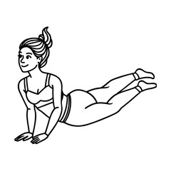 Woman Performing Cobra Pose in Yoga Practice.