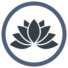 Elegant Lotus Flower Icon in a Blue Circle Symbolizing Purity and Wellness