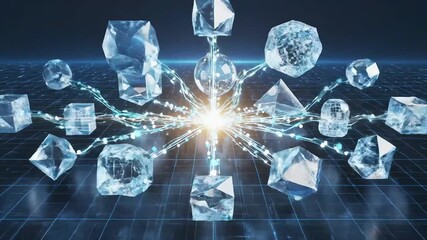 Futuristic crystal geometric shapes - Powered by Adobe