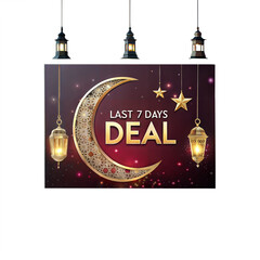 Festive Last 7 Days Deal Banner with Golden Crescent and Lanterns